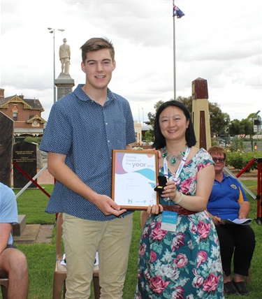 Young Citizen of the Year Caleb Zanker with Wesa Chau